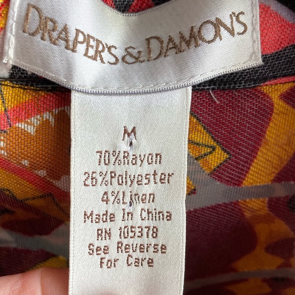 Linen-blend orange three quarter sleeve sheer blouse - Picture 4 of 6